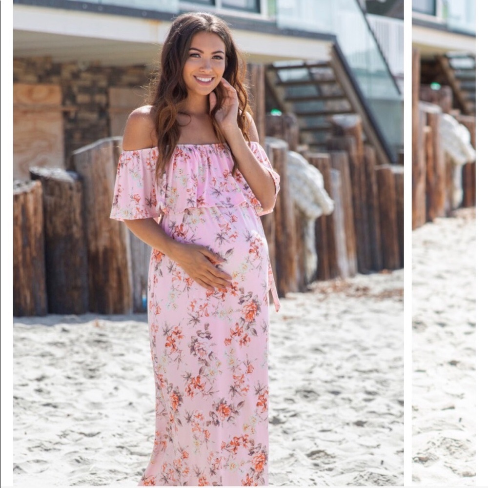 Pink blush maternity maxi dress